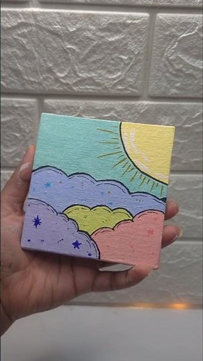Easy Pastel Painting on Canvas 🎨 Aesthetic Art for Beginners #shorts #pastelart #paintingideas
