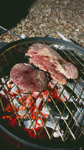 Steak on the Oklahoma Joe open Wood/charcoal grill