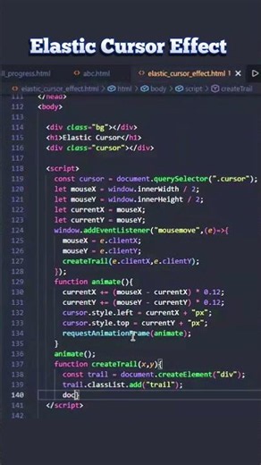 Elastic Cursor Effect using HTML CSS JavaScript | Complete Web Development Course #shorts