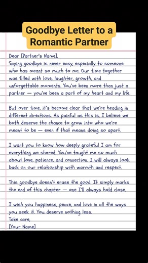 Goodbye letter writing idea part_71 #goodbyeletter #goodbyemylove | English Class