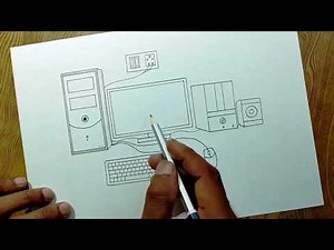 Desktop computer drawing/How to draw desktop computer easy steps for beginners.