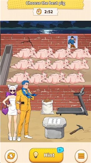 Choose the best pig – Brain Puzzle 3 Crazy Mind Boss Picks Pig Level Walkthrough