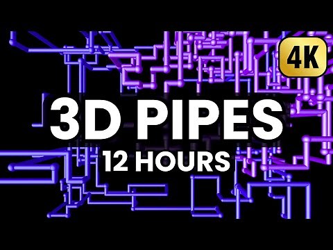 3D Pipes Screensaver 12 Hours (4K Remaster) WITH TEAPOTS - No loop, no ads in middle