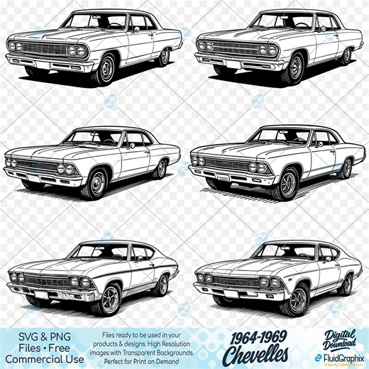 Chevy Chevelle SVG PNG: 1960s Classic Car Designs (digital Download) - Etsy