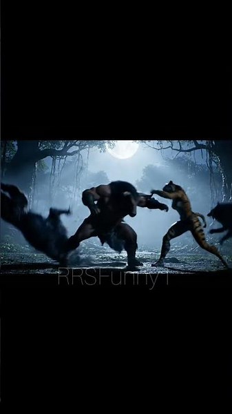 Cow & Tiger vs Wolf Warriors | Moonlit Jungle Fight | Ultra HD #shortvideo #viral #cow