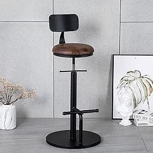 MSMV 25-33 Inch Vintage Industrial Bar Stool-Farmhouse Swivel Bar Stool-Swivel Kitchen Island Dining Chair-Kitchen Counter Height Adjustable Pipe Stool-Kitchen Counter Height Adjustable Screw Stool