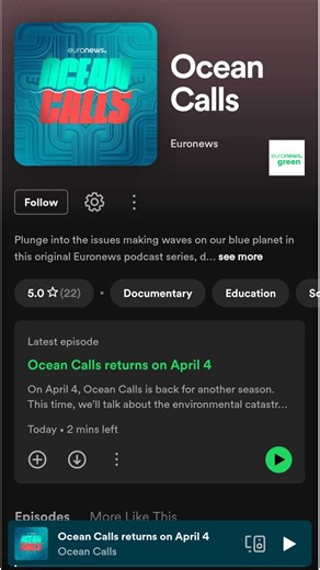 The Ocean Calls podcast is back soon with a new season. 🎙️ We'll help you trace where your seafood comes from, tell you everything about the environmental catastrophe in the Black Sea, and explain why you should eat more seaweed. 🌿 Here's a sneak peek. 👇 🔔 Subscribe now and listen on April 4: 🎧 Spotify: https://spoti.fi/3JREjzD 🎧 Apple Podcast: https://apple.co/3Xg9Uhq 🎧 Deezer: https://bit.ly/3JT9bjo 🎧 Castbox: https://bit.ly/3I81LYb #OceanCalls w/ EU Maritime & Fish | Euronews English