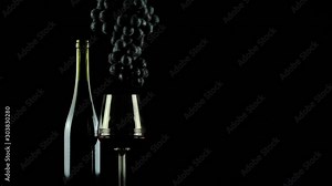Seamless loop of grapes spinning above a red wine glass