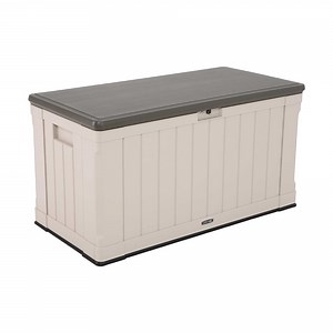 Lifetime Outdoor Polyethylene Deck Box, 116 Gallon Capacity, Tan & Brown (60186)