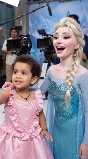 Little Girl Meets Elsa & Friends in Real Life! 😱✨ #frozen