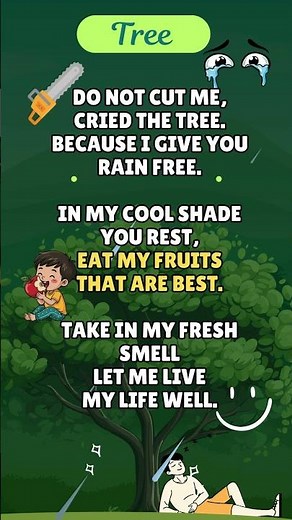 Do not cut me cried the Tree Poem for Kids | tree poem | Poems for kids in English