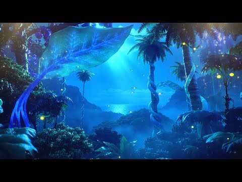 🔴🌿🌊Tropical Bioluminescent Jungle Ambience 4K | Calm Fantasy Forest and Ocean Relaxing Nature Sounds