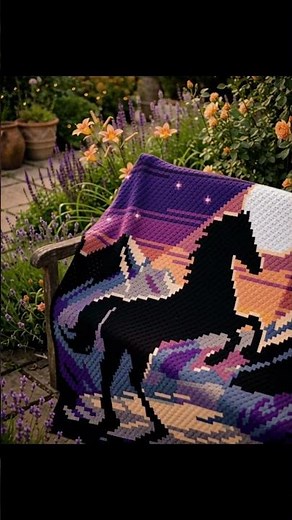C2C Crochet Pattern: Rising Wild Horse Blanket
