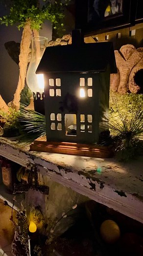 11K views · 400 reactions | The night time glow from the #primitive saltbox house diy project… it’s just perfect! …and to think this was created using some Dollar Tree items! You can find this #diycraft project video replay, and more, at My Sweet Home Living! #primitivedecor #countryliving #countrylife #countrysamplermagazine #countrycharm #countrydecor | My Sweet Home Living | Facebook