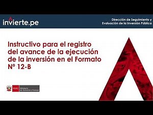 Instructivo para el registro del avance de la ejecución de la inversion en el formato N° 12-B