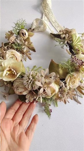 Ivory & Sage Green Flower Crown 🌿 Boho Bridal Headpiece #shorts