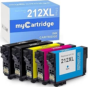 MYCARTRIDGE Remanufactured Ink Cartridge Replacement for Epson 212XL 212 XL T212XL Ink for WF-2850 WF-2830 XP-4105 XP-4100 Printer (2 Black, 1 Cyan, 1 Magenta, 1 Yellow)