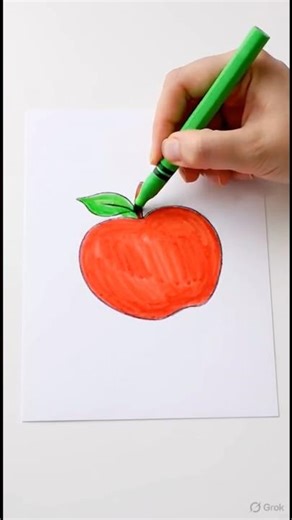 I Drew This Apple Using Only ONE Color! 🍎😱 #shorts