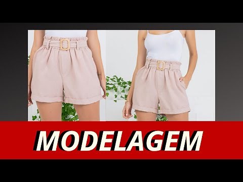 Como fazer SHORT FEMININO com BOLSO e ELÁSTICO na cintura - Modelagem Passo a Passo | Gisele Maués