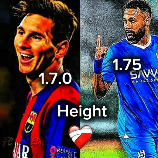 Messi vs Neymar Age & Height 2025 | Football Stars Comparison #Ronaldo #Neymar #FootballEdit