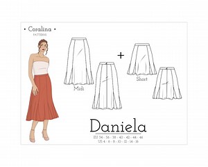 Godet Skirt PDF Sewing Pattern | High-waist Flared Skirt | Sizes 4-16 (EU 34-46) | Two Length Options | Instant Download - Etsy