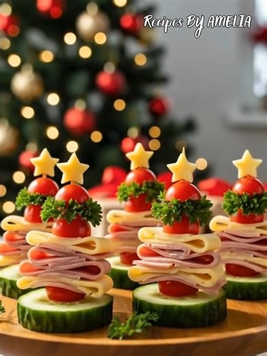🥒 Edible Christmas Tree Appetizers 🎄✨ #ChristmasFood #HolidayAppetizers #PartySnacks #ChristmasRecipes #FestiveEats | Recipes By Amelia