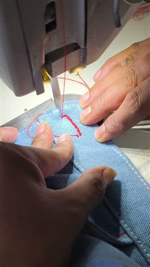 Menjahit lubang kancing celana jeans zig-zag #sewing