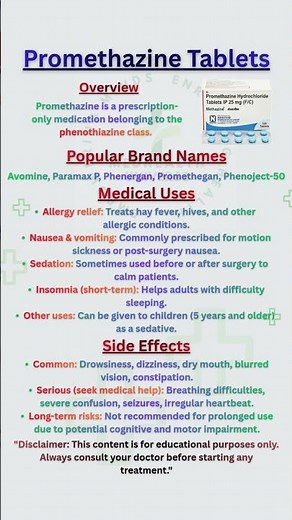 Promethazine Tablets Explained: Uses, Side Effects & Safety #Promethazine #Phenergan #motionsickness