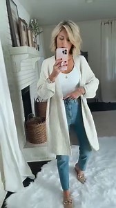 Here is a great way to style this Target Duster Cardigan! Pair it with a white bodysuit and a denim for a casual fall look. 🍂 https://bit.ly/3okDncq | Loverly Grey