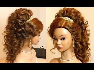 Curly bridal hairstyle for long hair tutorial.
