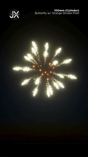 FWsim Shell | Butterfly w/ Orange Strobe Pistil (Cylinder) (100mm)