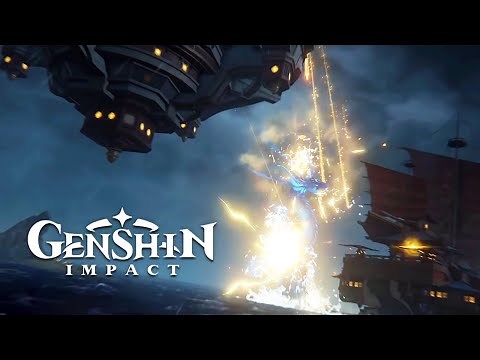 Jade Chamber Rebuilt Cutscene | Ningguang & Everyone Versus Beisht | Shenhe Freezes Tsunami