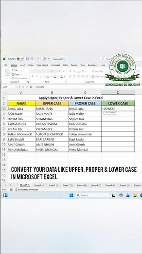 🔤 Convert text to UPPER, PROPER, and LOWER case in Microsoft Excel with just a few simple formulas!