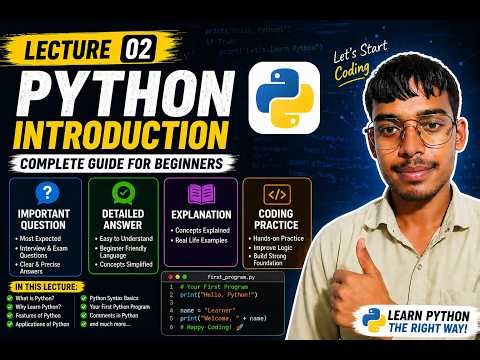 Python Lecture 2 🔥 | Important Questions + Answers | Full Explanation + Coding Practice | Beginners