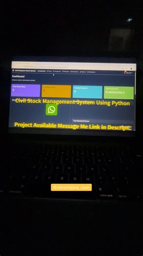 Rahul Mishra Code AI on Instagram: "Civil Stock Management System Using Python | Final Year Project 2025 Features:- This system helps construction teams manage materials, stock levels, and issue tracking efficiently for civil projects. 📋 Ideal for Civil and Computer Science students working on smart construction or inventory automation. ⚙️ We customize projects as per your syllabus and provide 24×7 support for doubts and guidance. 📞 If You Want This Project And To Successfully Run This Project
