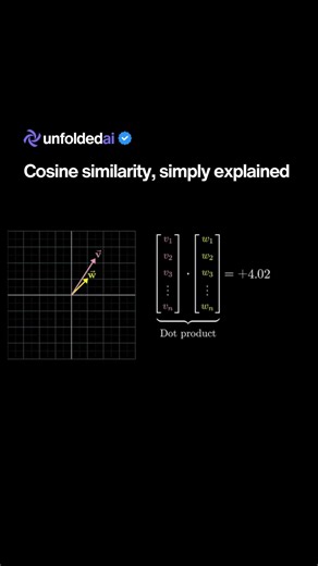 AI Unfolded | Artificial Intelligence on Instagram: "In Transformers, words are represented as vectors (lists of numbers). The dot product is the math behind of the Attention mechanism: it calculates the raw "score" of how much two vectors point in the same direction, determining how strongly one word should focus on another. If the dot product is positive, it shows that two vectors point in the same direction, if the dot product is negative, it shows that the two vectors point in different dire