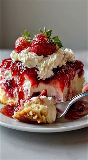 🍓 Easy Strawberry Earthquake Cake This ultra-moist, gooey strawberry cake is bursting with sweet cream cheese swirls and juicy strawberry goodness. It “cracks” and ripples while baking — that’s the earthquake magic! Yield: 12 servings Ingredients: 1 box strawberry cake mix Ingredients listed on cake mix box (usually eggs, oil, water) 1 (8 oz) package cream cheese, softened 1/2 cup unsalted butter, melted 2 cups powdered sugar 1 teaspoon vanilla extract 1 cup fresh strawberries, diced 1/2 cup wh