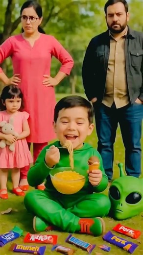 The alian or boy 😍 😁😀 eating some maggie