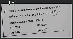 Rolle's theorem holds for the function f(x)=x^{3}+ b x^{2}+c x,... | Filo