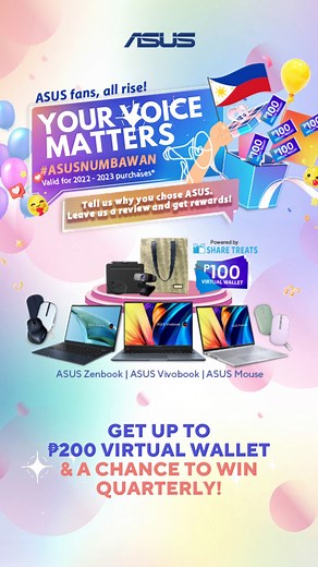 18 reactions | May ASUS laptop o mouse ka ba? Get up to P200 worth of...