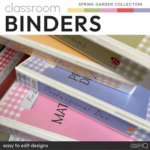 Editable Binder Covers & Student Book Covers | SPRING GARDEN Classroom Decor | Modern Pastel Theme - Etsy Australia
