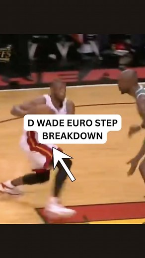 Jonas Harper | IsoScoring on Instagram: "This Euro step was one of Dwyane Wade’s most memorable moves in his career and showcased his great footwork, body control, and quick first step. Wade got the ball in transition, and as he approached the three-point line, he raised his head and eyes at the rim like he was going to pull up and shoot. As soon as he looked forward towards the defender, he did a slow left-to-right push crossover to set up the move. As Wade drives, he takes a strong step with h