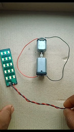 two 5 volt DC motor free energy experiment working LED light but fake experiment