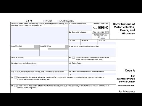 IRS Form 1098-C walkthrough (Contributions of Motor Vehicles, Boats, or Airplanes)