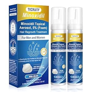 Minoxidil Foam, 5% Topical Minoxidil Foam, Infused with Biotin, Hair Growth Treatment, Minoxidil for Men and Women, Supports Thicker and Fuller Hair & Beard (4.22oz, 2 Month Supply)