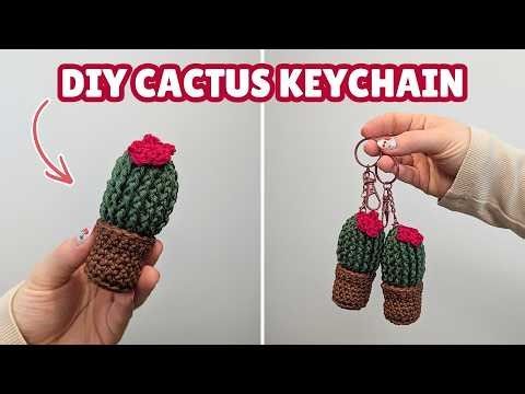 Crochet Tutorial: Easy Cactus Keychain Tutorial 🌵 | Crochet gift Idea | Crochet Cactus Tutorial