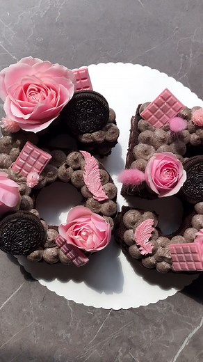 Number Cake Decoration with Roses