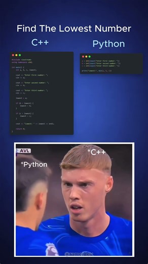 How Python vs C++ handles finding the lowest number #python #c++ #programming #coding #shorts