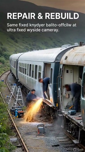RESTORATIONSame exact static hillside camera overlooking the curved railway line, t