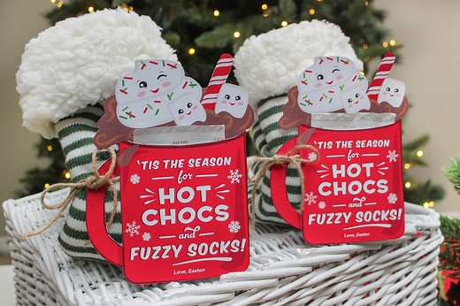 Hot Chocs & Fuzzy Socks Christmas Gift Tag Printable, Hot Cocoa Printable, Hot Chocolate Christmas Gift, Instant Download, Just Add Confetti - Etsy